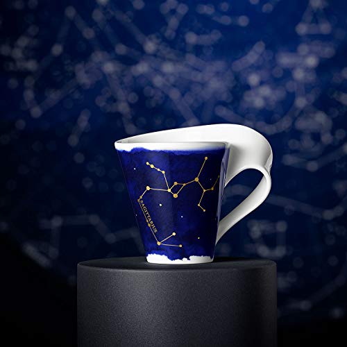 Villeroy & Boch Newwave Stars Mug With Handle, Elegant Cup With Sagittarius Motif, Premium Porcelain, Dishwasher Safe, White/Blue, 300 Ml #TOP1