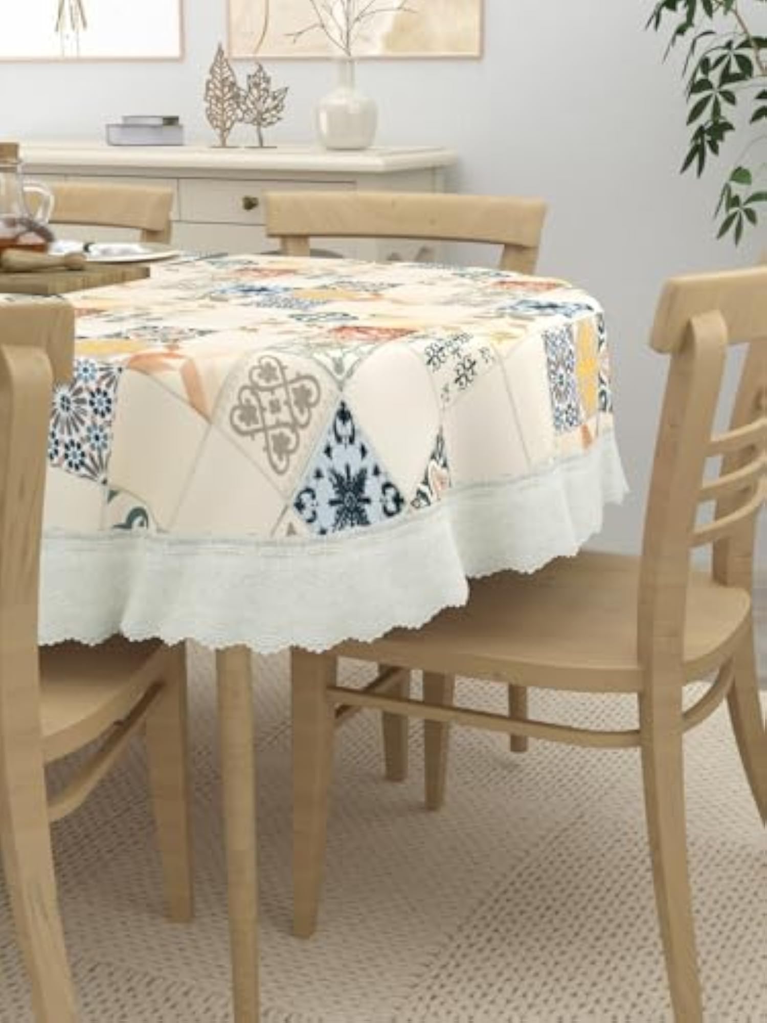 6 Seater Oval PVC Dining Table Cover, 60x90 Inches