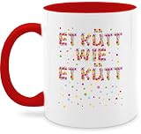 Tasse Tassen 325ml - Karneval & Fasching - Et kütt wie et kütt Konfetti I Köln I Kölsches Grundgesetz I Echte Kölner - 325 ml - Rot - karnevalstasse fasching- koeln faschingstasse carnevale