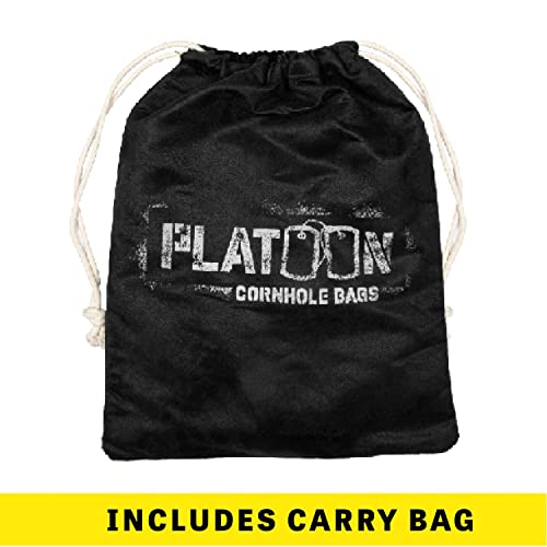 Play Platoon Tournament Series Cornhole Bags - Pro Style Dual Sided Slick And Sticky Side Bags - Designed In Usa - 4 Yellow & 4 Black Liberty Or Death Bags #TOP6