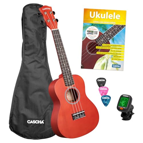 Ukulele Concert Linden Rosso con Borsa e Accessori