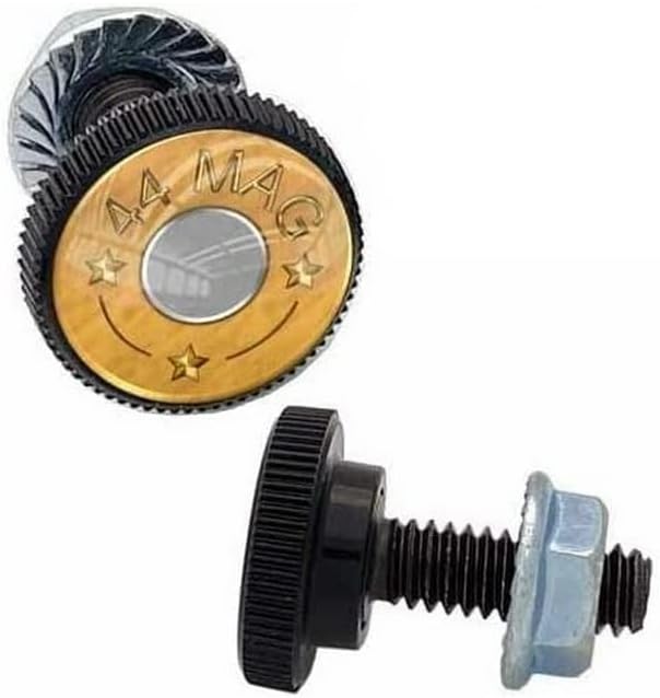 2 SM Black Knurled - License Plate Frame Fastener Tag Bolts - 44 MAG Bullet B Style-9856-3123