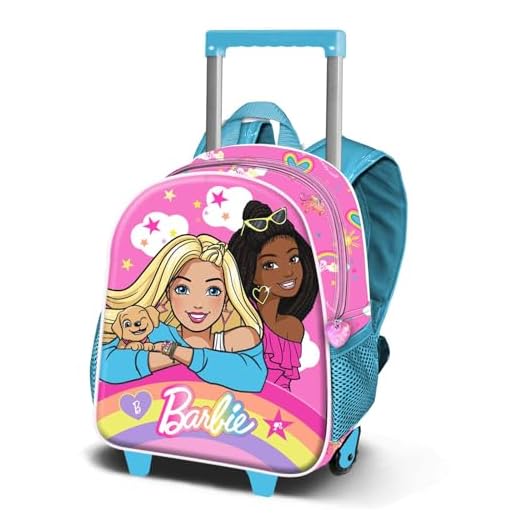 Barbie Rainbow-Mochila 3D con Ruedas Pequeña, Rosa, 13 x 28 cm, Capacidad 12,5 L