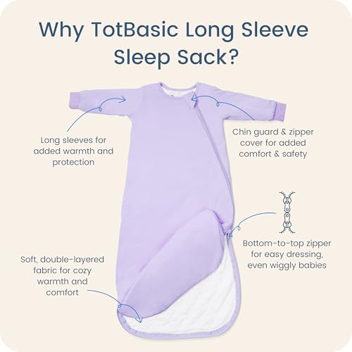 Image of Baby Sleep Sack Long Sleeve Wearable Blanket 1.0 TOG, Premium Soft Infants Warm Sleeping Bags with 2-way Zippers