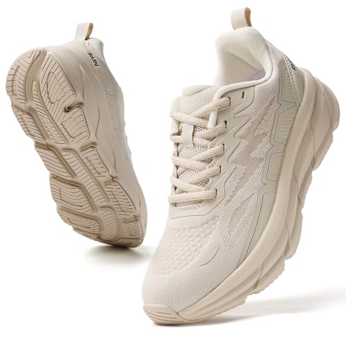 Image of TSIODFO Running Shoes for Men Sneakers Size 10.5 Beige Lightweight Gym Athletic Workout Tennis Walking Shoe