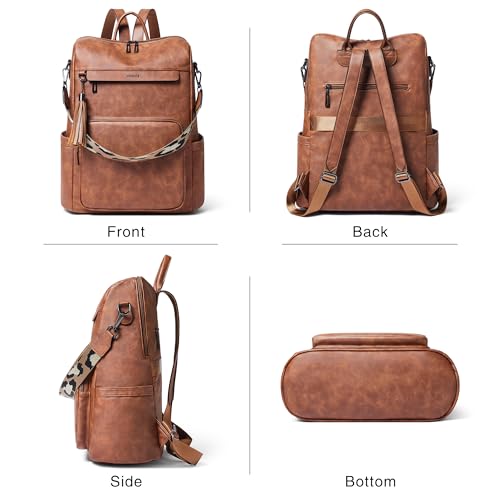 Image of Shrrie Vegan Leather Laptop Backpack for Women 15.6 inch Work Backpack Fashion Travel Backpack Purse for Travel College Work