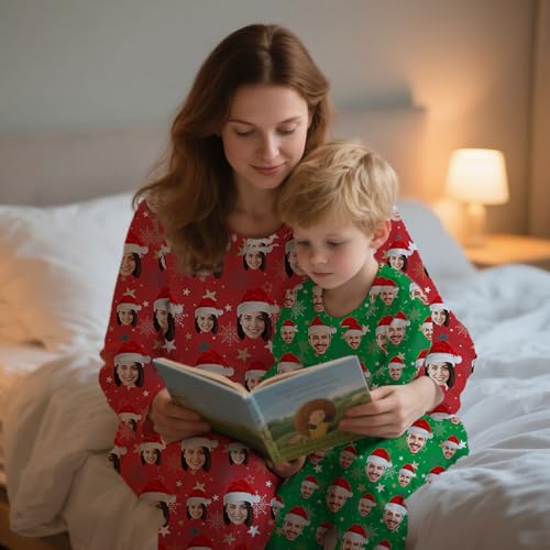 Custom Face Pajamas Sets,Personalized Pajamas with Photo for Women Men, Customized Pjs Sleepwear Gifts for Christmas4