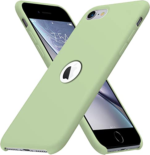 Image of VONZEE Liquid Silicone Soft Back Cover for iPhone 7 Case, Shockproof Slim Camera & Full Body Protection Non Yellowing Cover with Microfiber Lining & Logo Cut (4.7 Inch) -Matcha Green