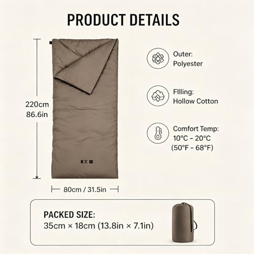 Bolsa de dormir ultraligera compacta, envolvente, para mochila, impermeable con saco de compresión, ideal para camping, viajando y senderismo, temperatura 0 a 15 °C miniatura 7