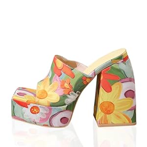 Lryweisy Women’s Chunky Platform Bohemian 5.3 Inch High Heels Square Open Toe Wedge Sandals Comfortable Dressy Shoes