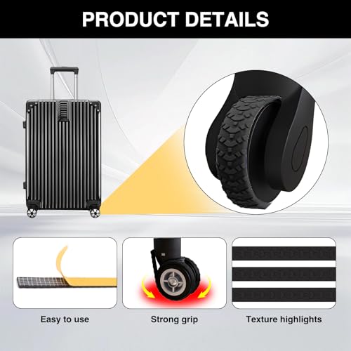 12 Pcs Silicone Luggage Wheel Covers, Silent Noise Reduction Luggage Wheel Covers(black)3