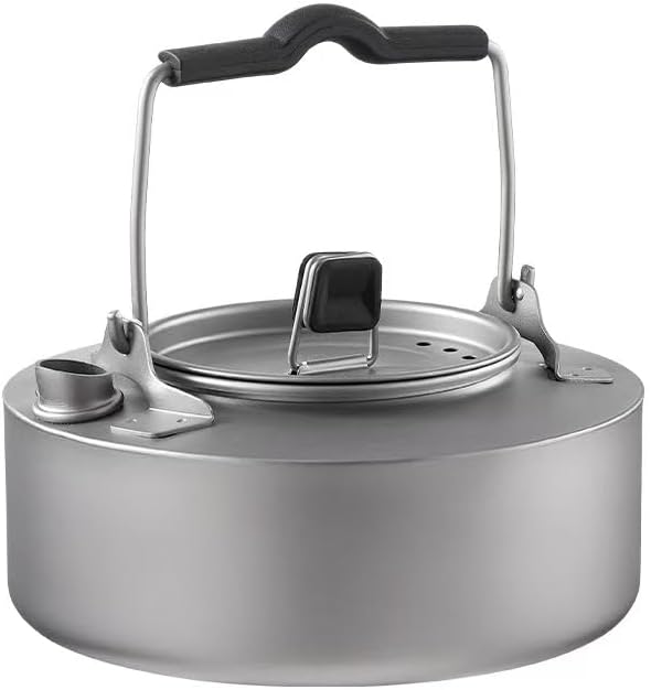 RISON TITANIUM Ultralight Titanium Kettle with Folding Handle & Filter 800ml Capacity, Portable Teapot Outdoor Camping Coffee Pot for Boiling Water Coffee Tea
