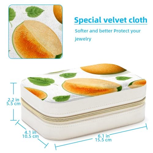 Boîte à bijoux portable motif feuilles cantaloup au design compact unique - 5