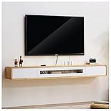 Schwebende TV Konsole Wandmontierte Schwebende TV Ständereinheit Medienkonsole Mit Tür Und Stauraum Für Wohnzimmer Schlafzimmer Medienraum (Color : Wooden Color, S : 120x24x20cm)