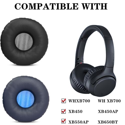 Almohadillas para auriculares compatibles con Sony WHXB700, WH XB700, MDR-XB450, XB450AP, XB550AP, XB650BT, reemplazo, cojines para oreja, cubiertas de repuesto (Azul) miniatura 2