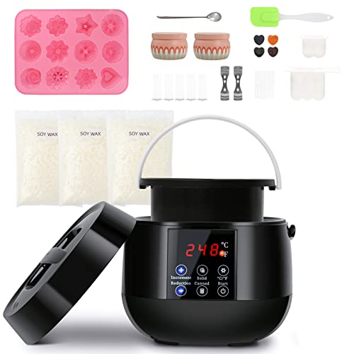 Candle Making Kit,Candle Making Supplies,DIY Candle Craft Kits for Adults,Beginners Electric Beeswax Soy Wax Candle Maker with Wicks,Making Molds,Scents,Dyes,Melting Pot,Candle Tins and Spoon(Black)