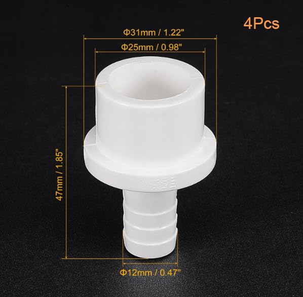 TA-VIGOR PVC Pipe Fitting, 12mm Barb x 25mm Spigot Straight Tube Adapter, Hose Barb Connector Quick for Water Hose Irrigation - Image 2