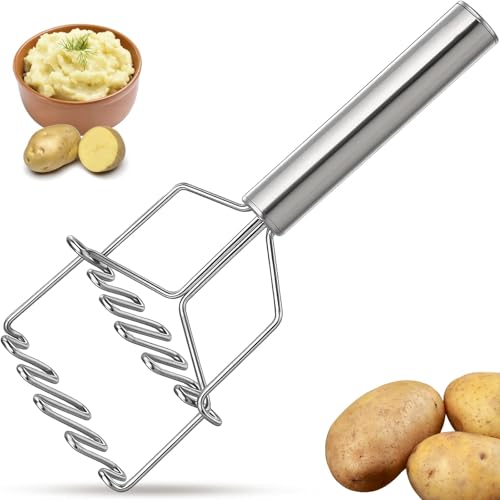 Kartoffelstampfer Edelstahl, Kartoffelpresse für Kartoffelpüree, Metall-Kartoffel-Reicer mit...