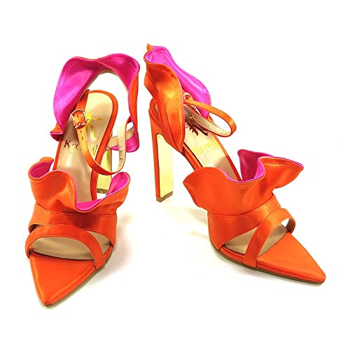 Alexis Pumps, Orange and Pink Open Toe Heels
