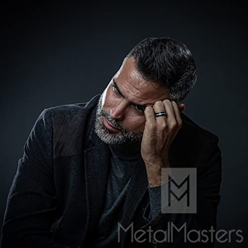 Black Titanium Men's Eternity Wedding Band Ring With Cubic Zirconia Cz, Comfort Fit 8Mm Sz 11 #TOP4