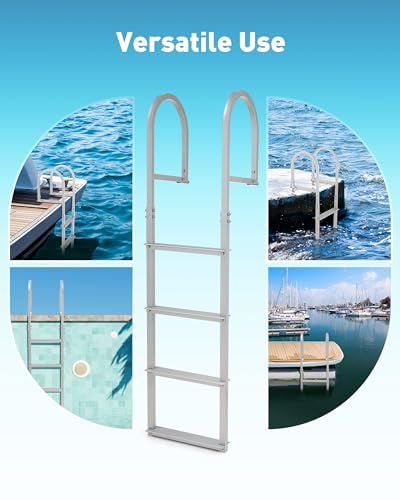 image for CO-Z 4 Step Removable Dock Ladder, Pontoon Boat Ladder with 500lb Load