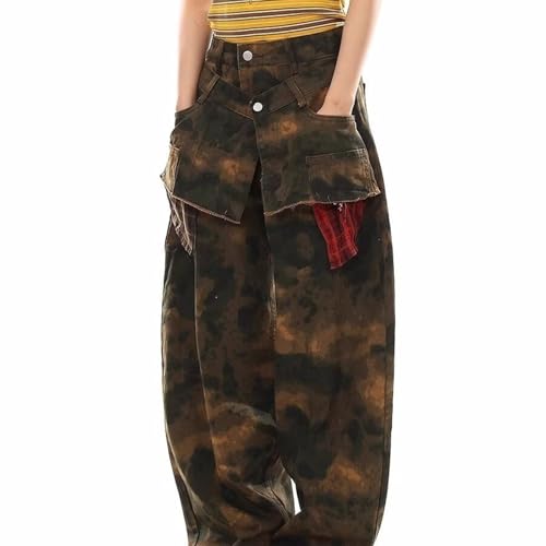 Barrel Jeans Men Camo Vintage Baggy Jeans Men with Side Pockets Y2K High Waisted Wide Leg Barrel Denim Pants2