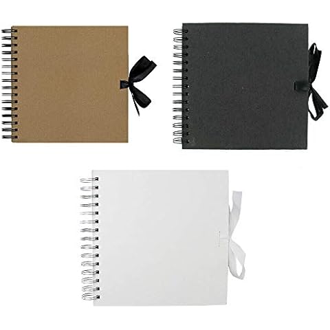 Scrapbook Kraft Paper Book, Photo Album Craft DIY Art & Craft 40 Page 8 inch by 8 inch 200gsm (Black) Cover
