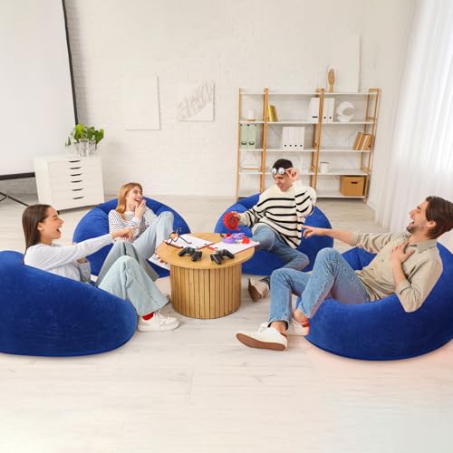 Image of Realspring Inflatable Bean Bag Chairs Outdoor Blow up Camping Chairs Inflatable Lazy Sofa Folding Portable Bean Bag Loungers Couch for Movie Night(Dark Blue,12 Pcs)