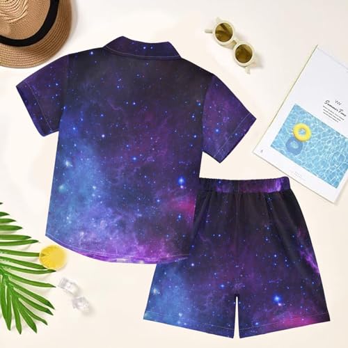 Image of visesunny Funny Boy's 2 Pieces Shirt and Short Set Casual Shirts Short Sleeve Beach Shorts Summer Outfits for 3-10 Years Kids
