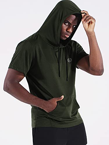 Neleus Men's 3 Pack Workout Shirts Mesh Running Shirts With Hoodie,5100,Black/Blue/Olive Green,S #TOP3