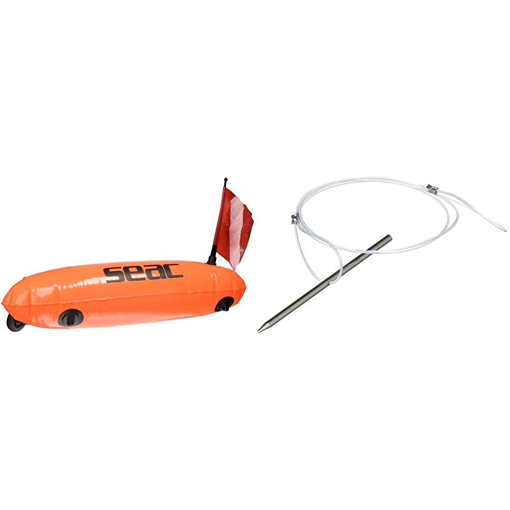 SEAC Boya Torpedo, Adultos Unisex, Anaranjado, 23 cm + 1450001 Cinta Ajustable, Hombre, Metal, M/L