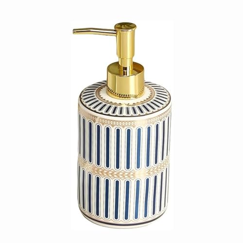 dispensador jabon Decoración del hogar, dispensador de jabón de cerámica, decoración for Cocina, baño, líquido, Vintage, Elegante, Estilo Bohemio de Granja Ducha(Striped Blue)
