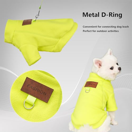 2 Stück/3 Stück Fleece Hundepullover für kleine Hunde, weicher Warmer Rollkragen Hunde Sweater Mantel, Haustier Welpe Katze Winterbekleidung (A-Grün Gelb, L)