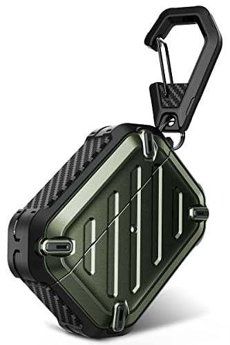 Supcase Unicorn Beetle Pro Series Full Body Rugged Protective Case with Carabiner for Air Pods Pro (2022/2019), Dark Green