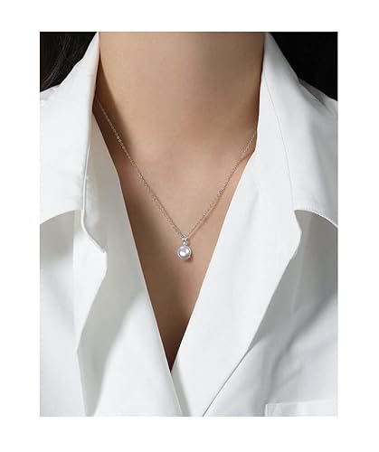 925 Sterling Silver Single Pearl Necklace Simple Cultured Solitaire Pearl Pendant Necklace Jewelry For Women #TOP4