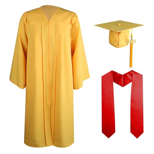 Duohropke Tenue de talar académique pour homme et femme adulte avec chapeau de docteur et pompon Bachelor Uni Master Costume de baccalauréat 2025 Cadeau de remise de diplôme Chapeau pour université