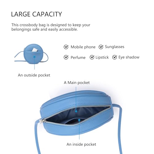 Image of Circle Crossbody Bag for Women NYLON Circle Purse with Zipper Adjustable Knot Shoulder Straps
