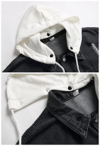 LZLER Hoodie Jean Jacket for Men,Casual Slim Fit Men's Denim Jacket with Hood3