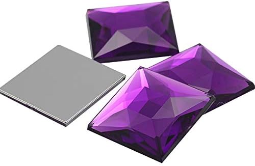 Allstarco 24mm Flat Back Acrylic Square Gems Rhinestones Cosplay Costume Embelishments - 14 Pieces (Purple Amethyst A06)