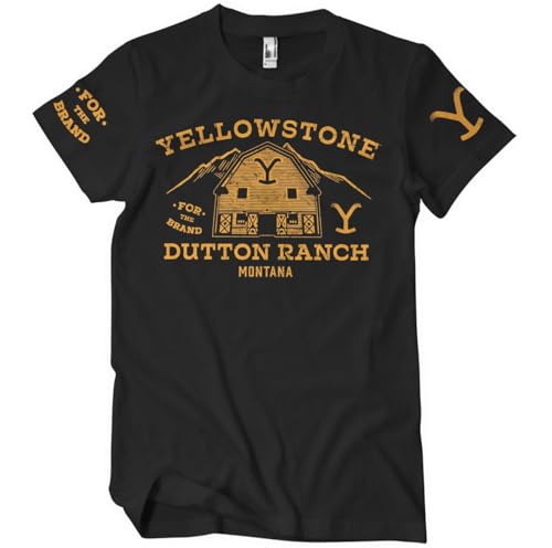 ［Yellowstone］ 正式にライセンスされている Barn 男性用 T-Shirt (ブラック), XL