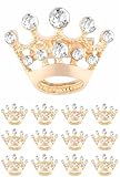 HAFILO 12/24/48 pieces small crown brooch lapel pin for women men Metal fashion Golden silver rhinestone crown brooches pins for Clothes Suit bulk (24, golden)
