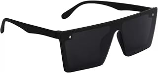 PC Star Full Rim Square Branded Latest and Stylish Sunglasses 100% UV Protected Men & Women Medium Black Frame Black Lens ... Price In India