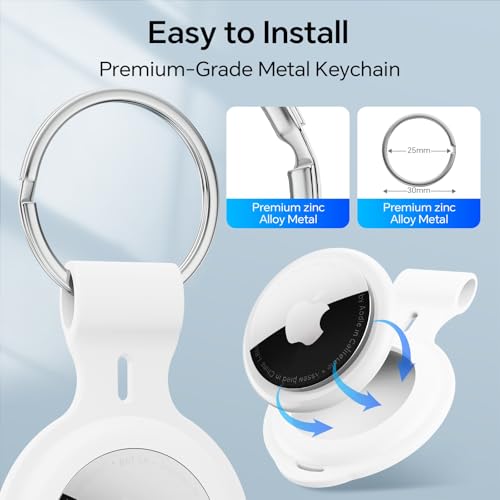 4 Pack for Airtag Case Holder Keychain Silicone for Apple Air Tagholder Waterproof for Air Tags Cover Key Ring Accessories GPS Item Tracker for Luggage Suitcases Pet Dog Cat Collar Bike Keys Car Kids — view 5