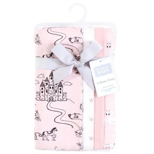 Image of Hudson Baby Unisex Baby Cotton Flannel Burp Cloths, Fairytale Princess, One Size