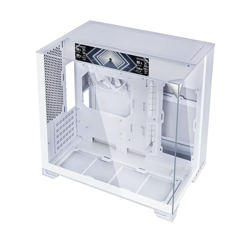 Image of Lian Li O11 Vision-M Digital mATX PC Case, 9.2 inch LCD, 140mm Fan, White | Pre-Installed 9.2 inch LCD Screen | 140mm Fan | Second Chamber AIO | Triple Tempered Glass Panels | Supports 360mm AIO (O11VMDW)