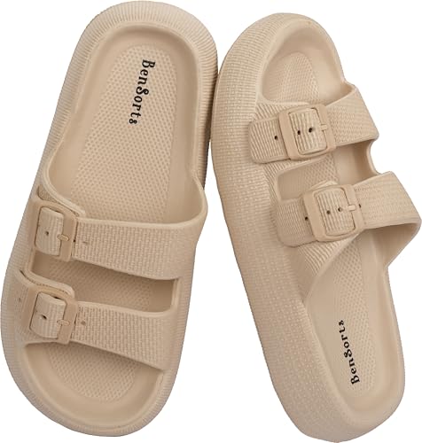 Image of BenSorts Pillow Sandals for Women Men Thick Sole Adjustable Buckles EVA