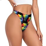 Supdreamc Low Rise G-String for Women Lgbt Gay Homosexual Lesbian Rainbow Lips Pride, Seamless No Show Thong Panties, Invisible T-Back Design Perfect for Wearing Under Tight-Fitting Outfits