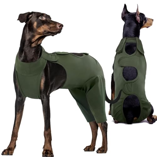Kuoser Thigh Wound Protective Sleeve for Dogs - Dog Surgery Recovery Suit for Rear Legs - Brown XS