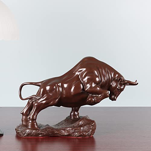 Nileebuker Bronze Bull Statue Animal Sculpture Figurine Art Home Office Table Decor Gorgeous Gifts (9.2" Lx3.2 Wx6.1 H) #TOP1