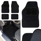 Auto Label CURVE Alfombrillas Coche Moqueta Negras, Juego de 4 Alfombras Universales